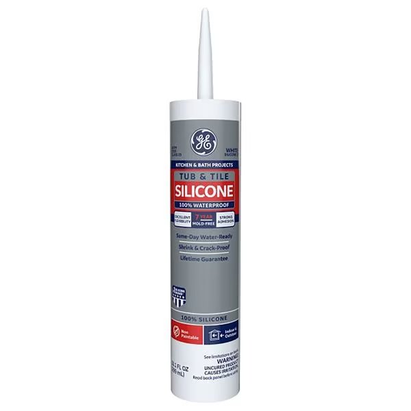 GE Tub & Tile White Silicone 1 Tub and Tile Caulk Sealant 10.1 oz, Silicone I, Mfr#: 2749484